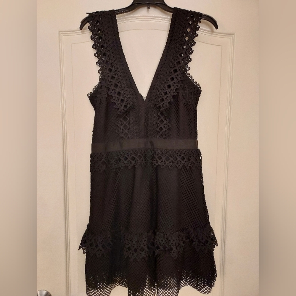 Shilla Black Lace and Mesh Dress